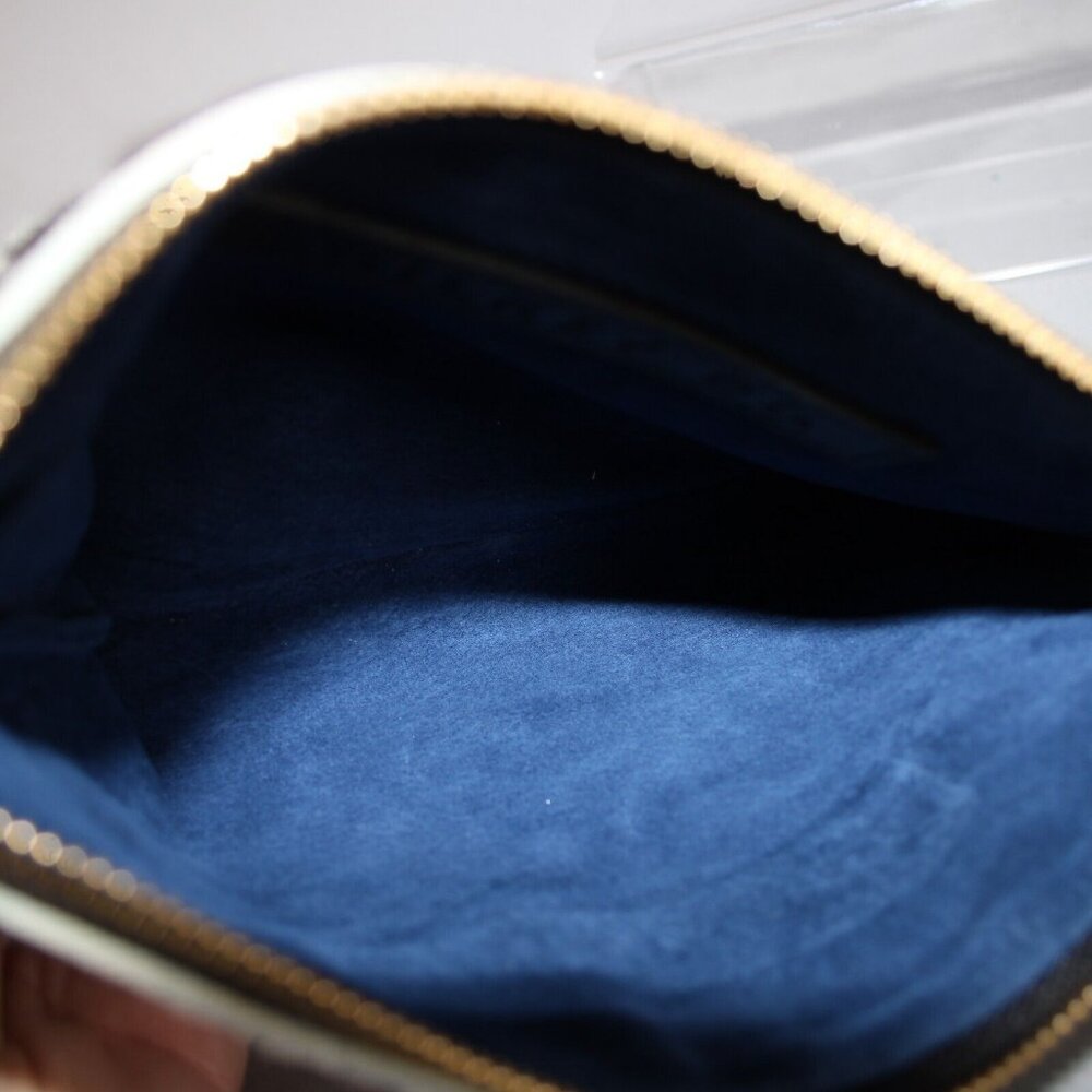 Gilkey Co 8.5 x 6 x 1 White Black Calf Hair Blue Suede Lined Wristlet Purse - Picture 4 of 12